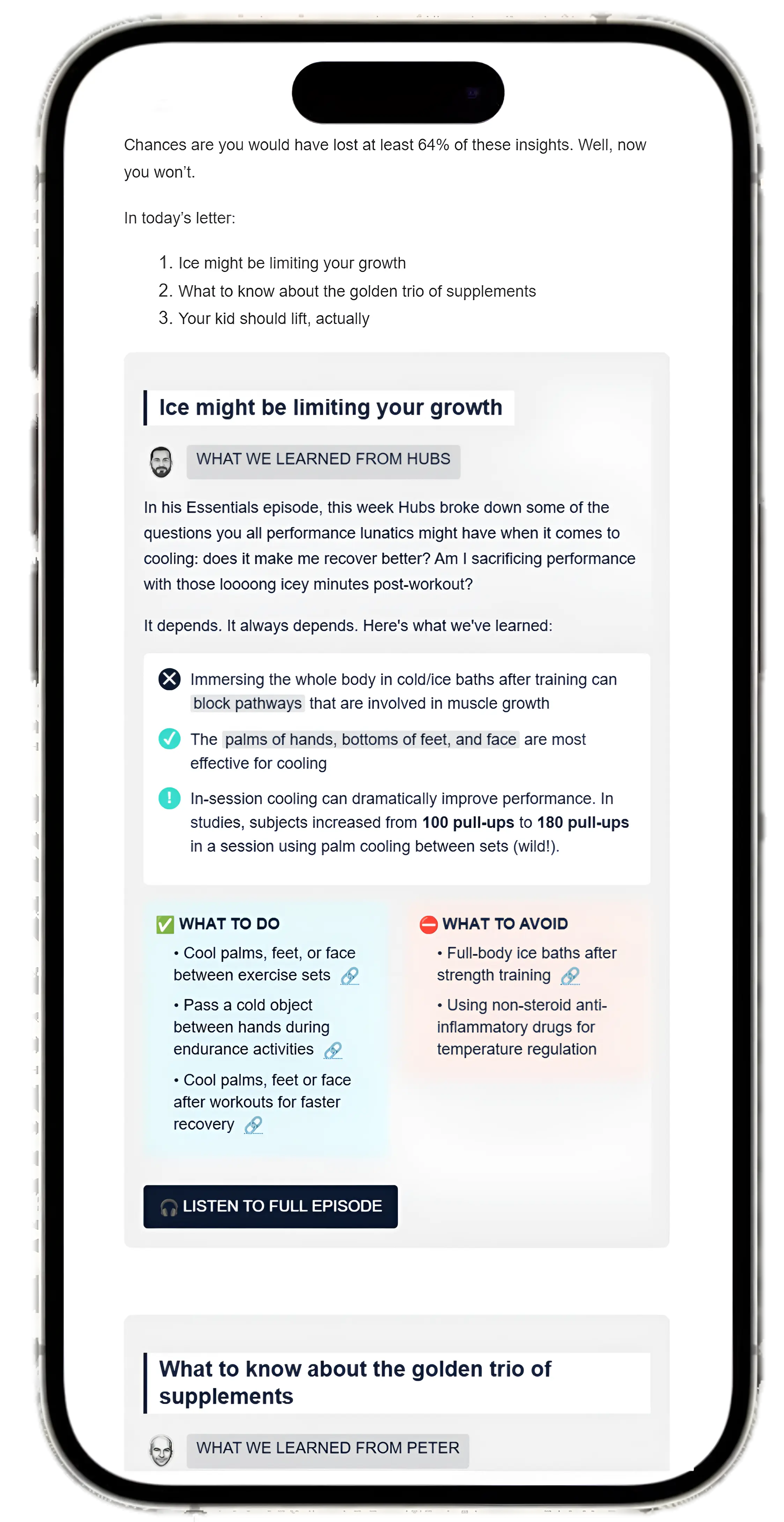 Example of our weekly newsletter